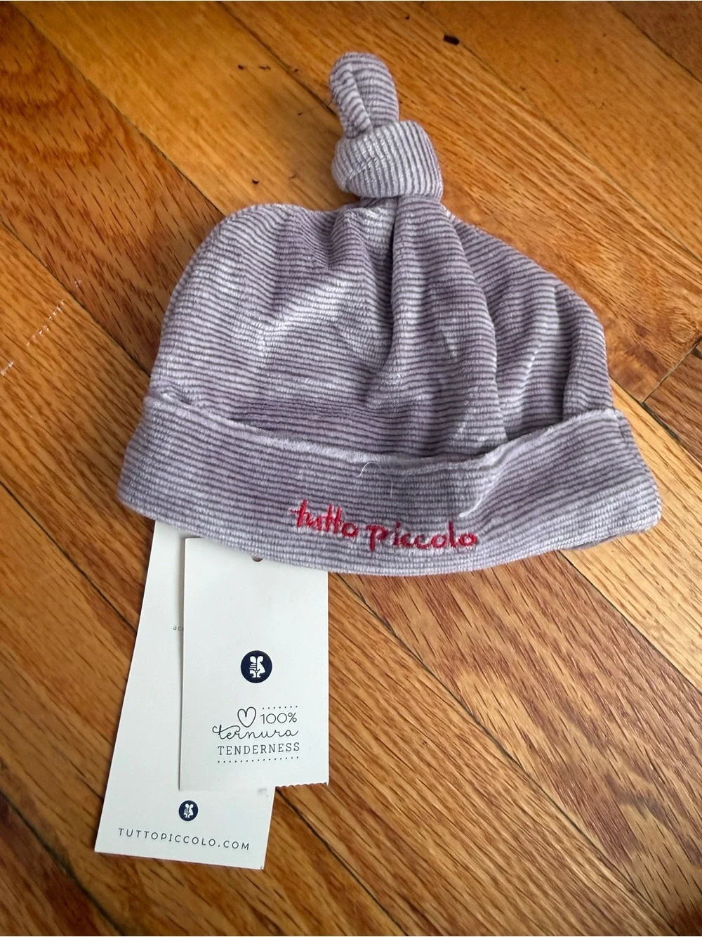 Gray Striped Baby Knot Hat